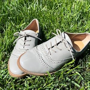 Franco Sarto Grey Patent Oxfords